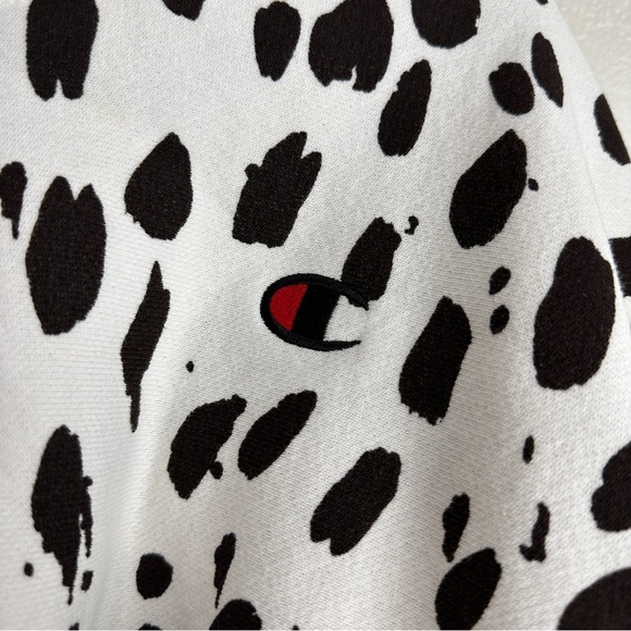 Champion Womens Cropped Sweatshirt Crew Logo Cow Print Reverse Weave Size Large - Picture 2 of 8